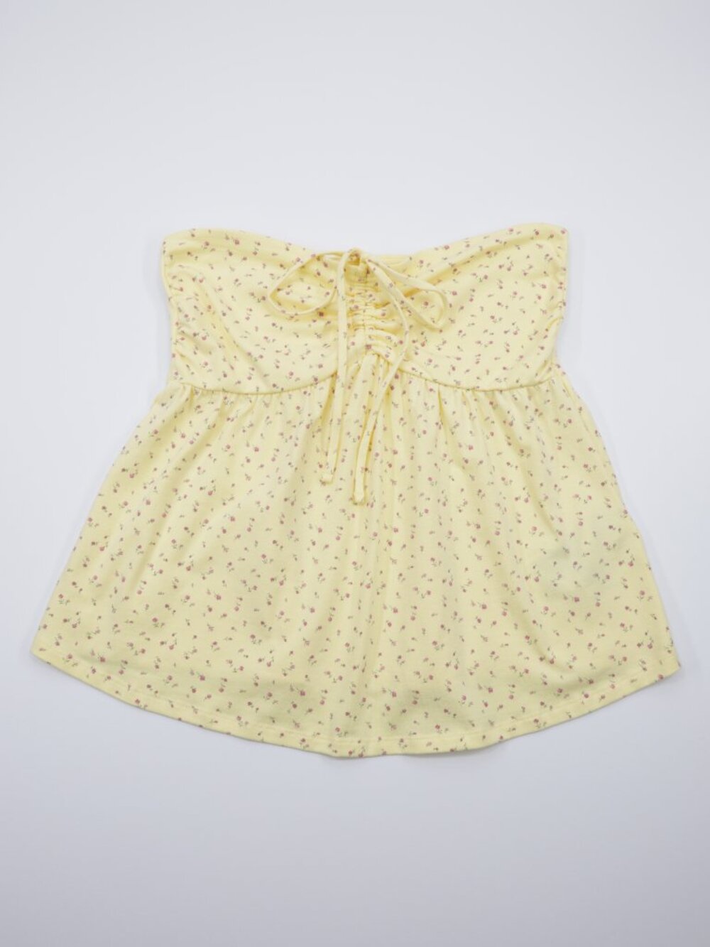 Hollister Women's‎ Floral Strapless Cinched Babydoll Top Yellow Size L